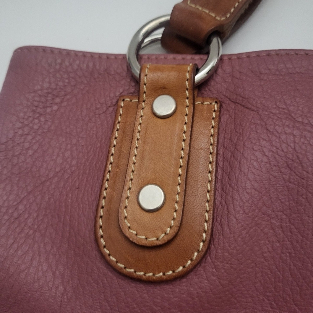 Maurizio Taiuti Women's Handbag Pink Tote with Brown Accents Leather Medium - Picture 7 of 12